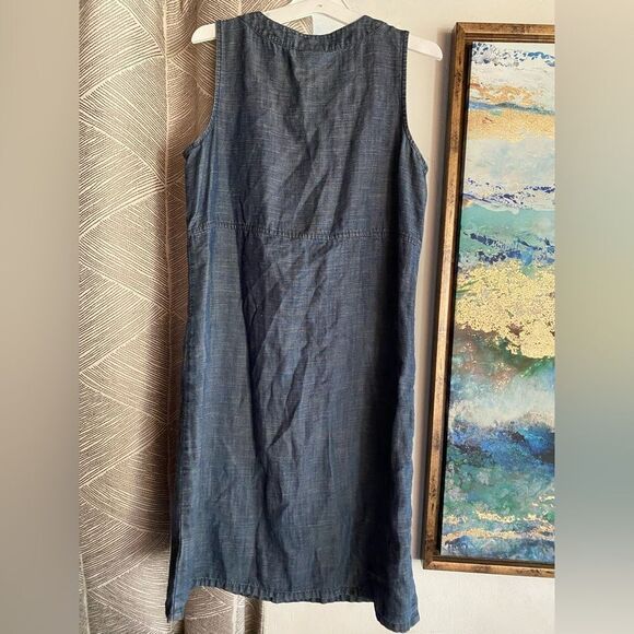 J. Jill Dress Sleeveless Blue XS Pockets Buttons Mini Knee Length Spring Summer - Picture 3 of 11